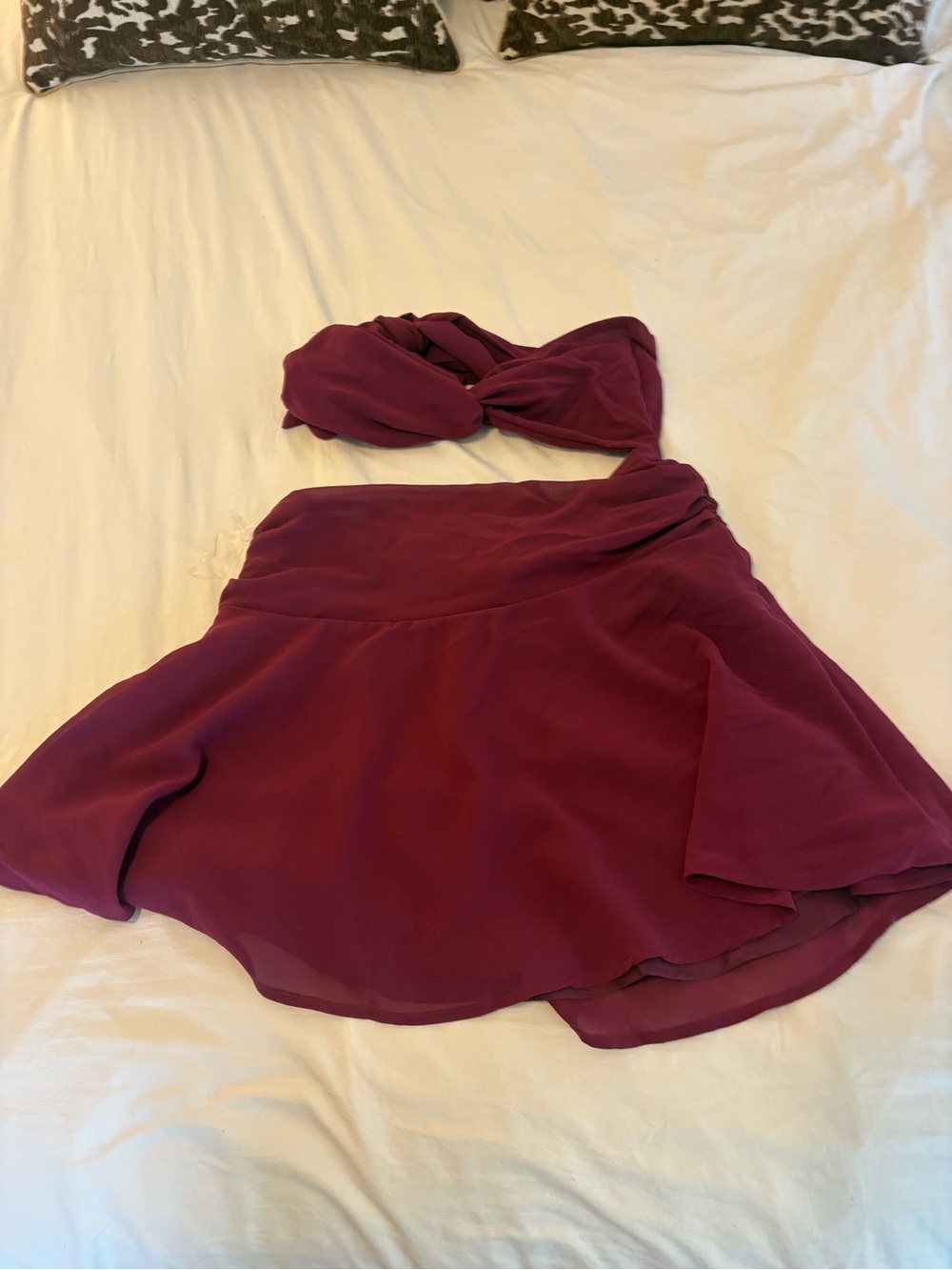 Peppermayo Plum Twist High-Waist Circle Skirt